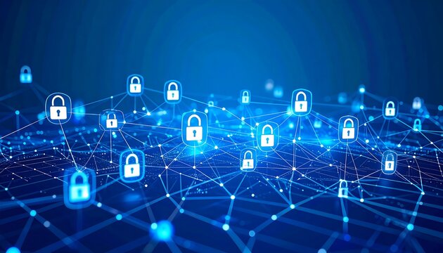 Global Network Security with Padlocks. - Powered by Adobe