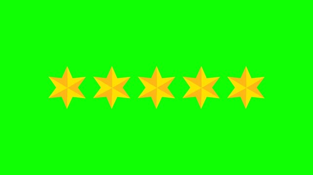 Green Screen five star rating and feedback animation. 4k customer reviews video.