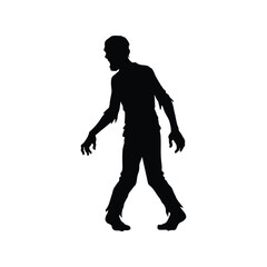 Silhouette of a menacing zombie walking forward with open mouth and outstretched arms vector