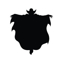 Silhouette of a scary vampire spreading his cape and arms open vector