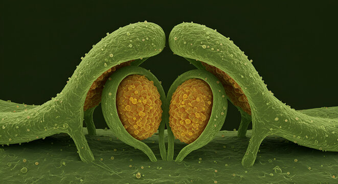 Marchantia sporophyte developing under archegoniophore illustration
