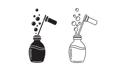 Laboratory flask with dropper and bubbles