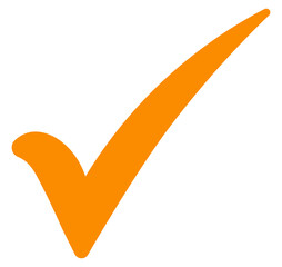 Orange check mark icon, bold and minimal tick symbol, PNG with transparent background, perfect for UI design, confirmation buttons, and digital interfaces © Hasheb Anzar