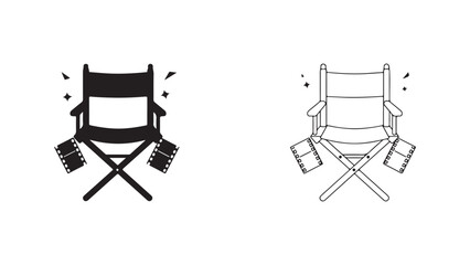 Film director chair and film reel icons