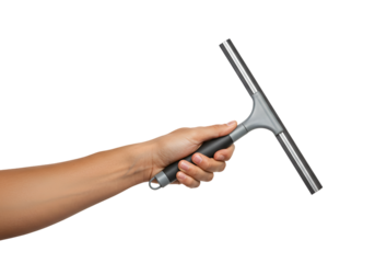 Effortless cleaning concept with hand holding squeegee, modern housekeeping tool for spotless surfaces, streamlining chores for a sparkling home, efficient cleaning solution
