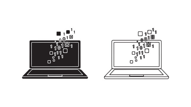Laptop with binary code data stream