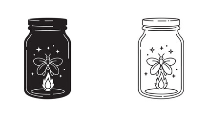 Firefly in jar outline style