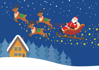 クリスマス素材　トナカイとサンタクロース　キラキラ