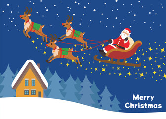 クリスマス素材　トナカイとサンタクロース　キラキラ