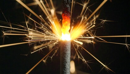 Sparkling firework stick burning bright