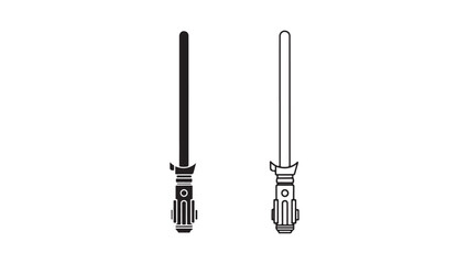 Obraz premium Lightsaber outline icons black and white with transparent background