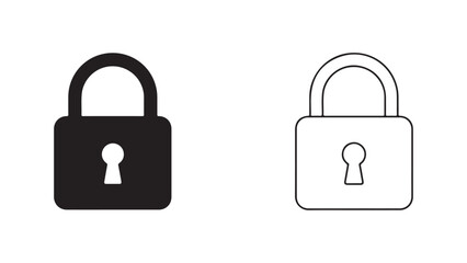 Lock icon outline and filled style with transparent background