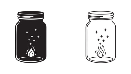 Magic jar with stars and flame outline