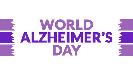 World Alzheimers Day text with side lines on a White background. Which is observed every year in September to celebrate and wish World Alzheimers Day.