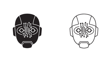 Robot head icon with transparent background