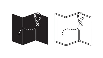 Map route marker with dotted path