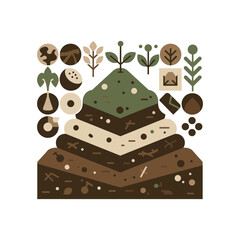 compost layers diagram showing decomposition stages representing organic waste management and sustainable practices ideal for educational resources on soil health and composting