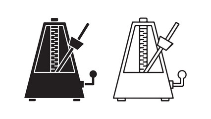 Metronome musical instrument outline and solid color