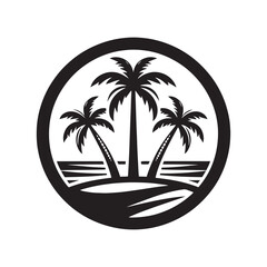 Obraz premium Palm Tree with Sea Beach – Tropical Summer Vector Illustration