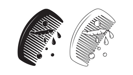 Hair comb with crying eye and tears with transparent background