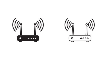 Router icon set with transparent background