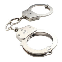 Miniature handcuffs keychain isolated on transparent background