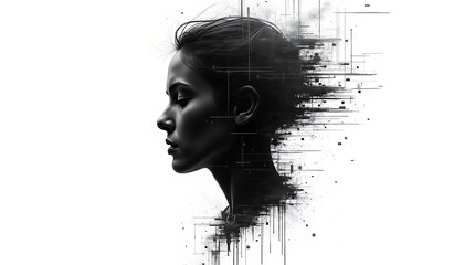 A portrait combined with a digital illustration