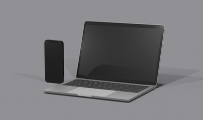 A modern laptop and smartphone, showcasing technology and sleek design.