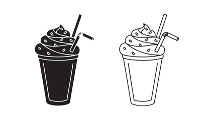 Milkshake with whipped cream and straws