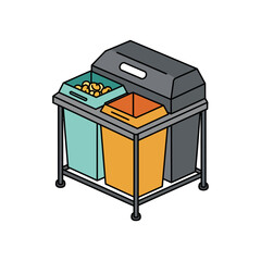 Recycling bins for compost and waste separation promoting growth reducing waste and illustrating a sustainable future for waste management.