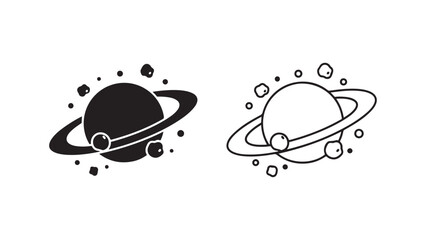 Saturn planet outline with transparent background