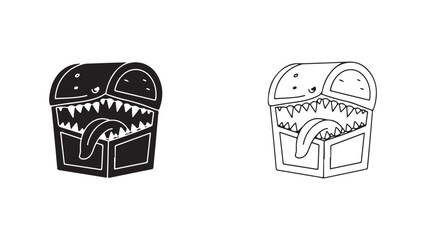 Monster mouth outline and filled design