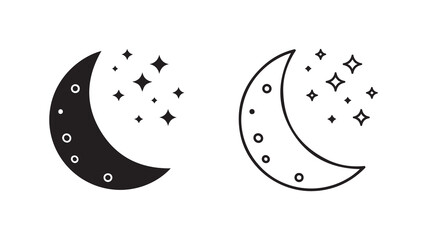 Moon and stars icon with transparent background
