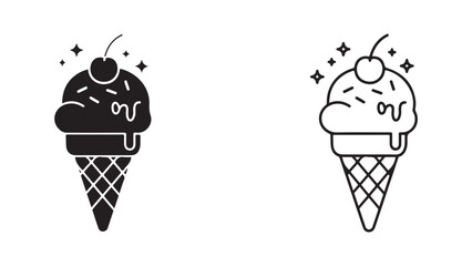 Ice cream cone with cherry and sprinkles