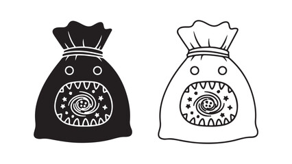 Mysterious bag with teeth and spiral pattern