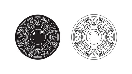 Mystical circle symbols with transparent background