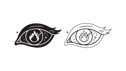 Mystical eye with flame detail with transparent background