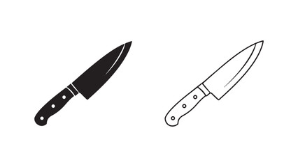 Kitchen knife icon outline and filled style with transparent background