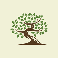 bonsai tree abstract logo modern style