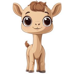 Obraz premium Animated Camel: A charming and adorable illustration of a cute camel, with big eyes, exuding warmth and friendliness. This digitally crafted image captures the essence of a lovable desert creature.