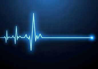 Medical ECG Heartbeat Monitor Flatline with Cardiac Arrest Concept on Dark Background.