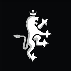 lion coat of arms abstract logo modern style