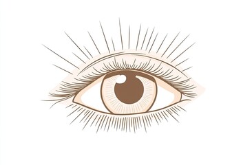 Simple line art, clipart of a beige eye 