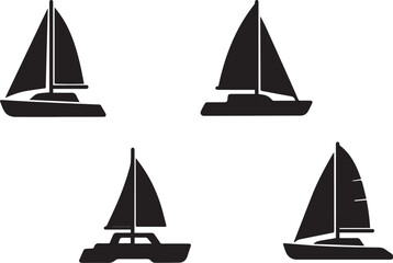 catamaran icon set, silhouette vector illustration