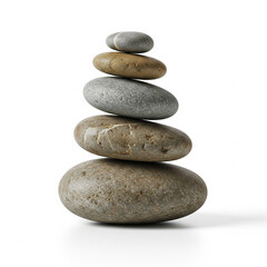 Balanced Stack of Stones, isolated on a white background

