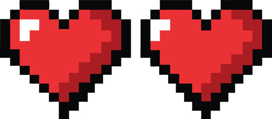 Fototapeta premium Retro Pixel Heart Set – 8-Bit Vintage Love Symbols Vector