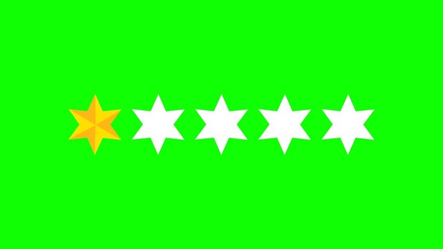  Green screen One star rating and feedback animation, 4k customer reviews video and Golden star icon.