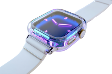 Futuristic smartwatch concept with glowing display and protective casing