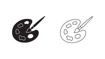Palette and paintbrush icon with transparent background