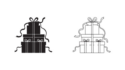 Fototapeta premium Stacked presents with ribbon and bows